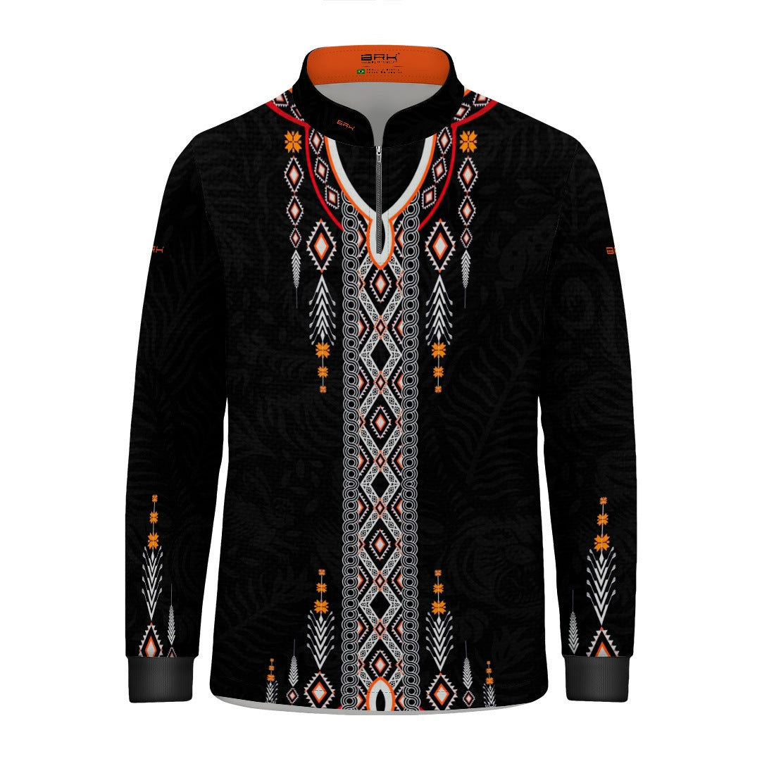 Camisa Infantil Apache Laranja Preta Branco com UV50