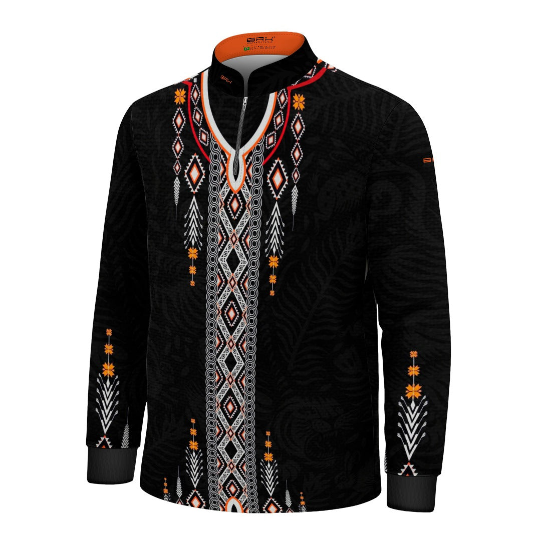 Camisa Infantil Apache Laranja Preta Branco com UV50