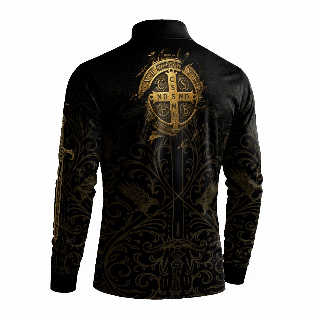 Camisa Agro Brk São Bento Medalhão Preto com Proteção UV50+