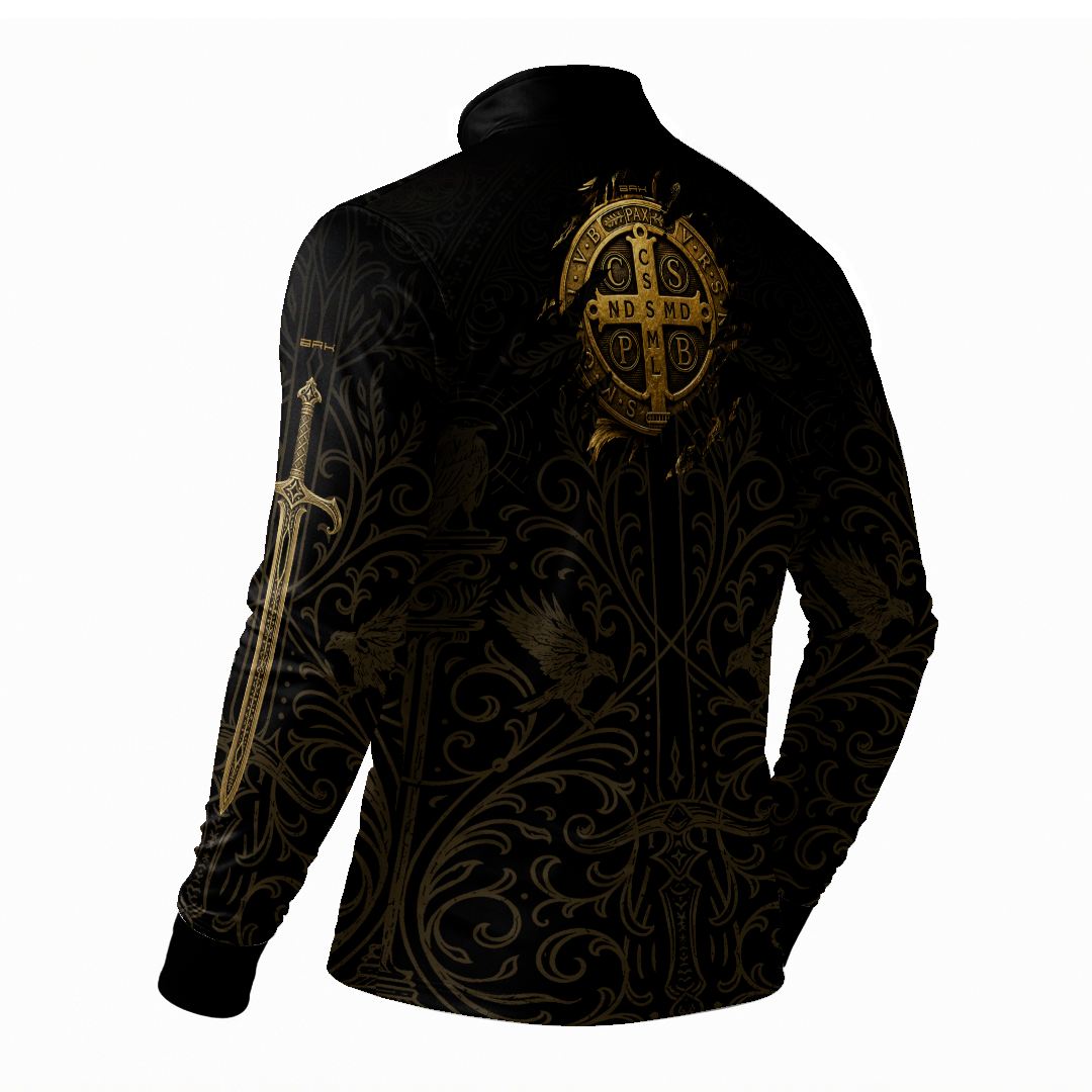 Camisa Agro Brk São Bento Medalhão Preto com Proteção UV50+