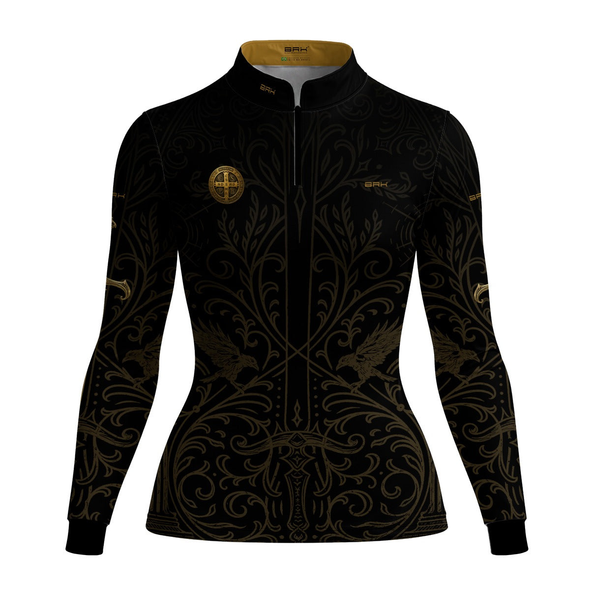Camisa Agro Feminina Brk São Bento Medalhão Preto com Proteção UV50+