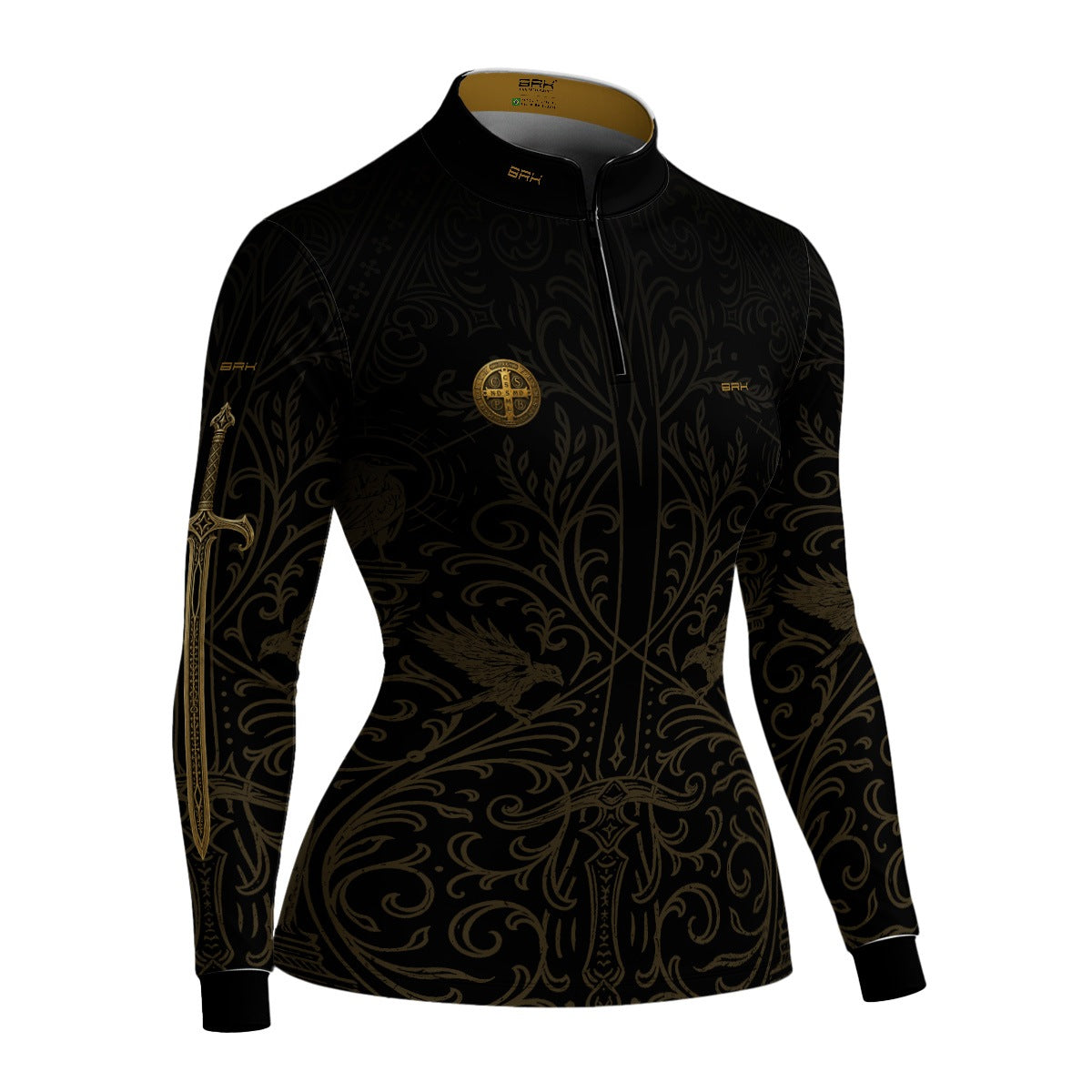 Camisa Agro Feminina Brk São Bento Medalhão Preto com Proteção UV50+