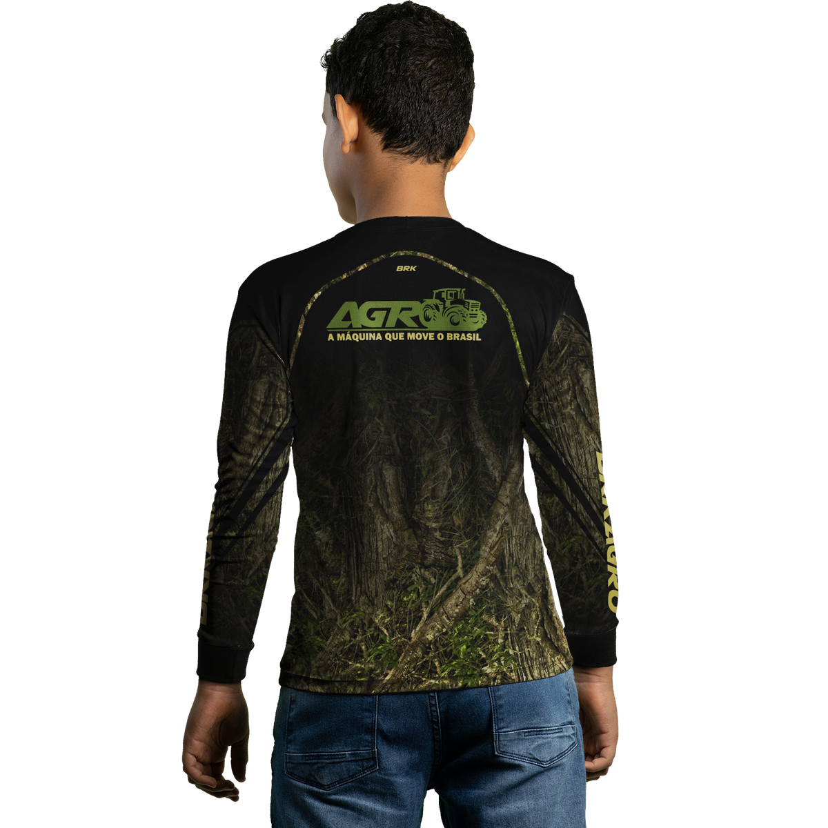 Camisa Agro Infantil Brk Camuflada O Agro Move o Brasil com Proteção Solar UV50+