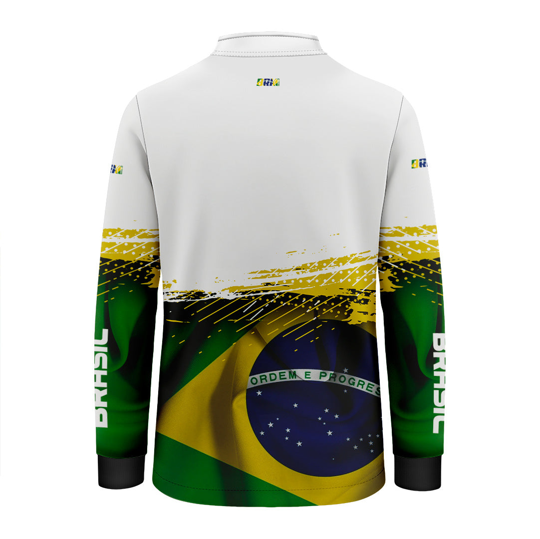 Camisa Infantil Agro Brk Brasil Branca com Proteção Solar UV50+ - Brk Agro
