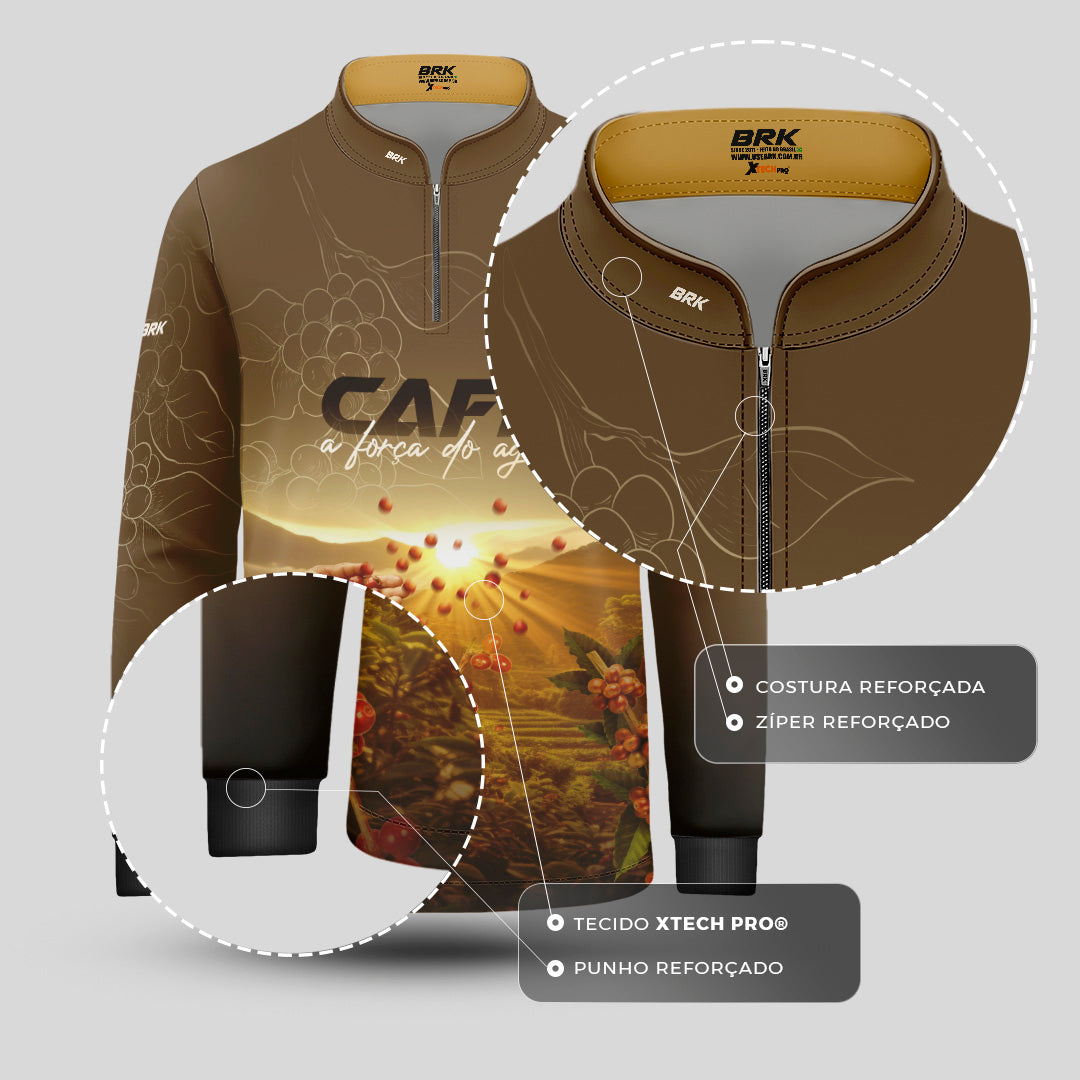 Camisa Agro Infantil Brk Café A Força do Agro com Proteção Solar UV50+ - Brk Agro