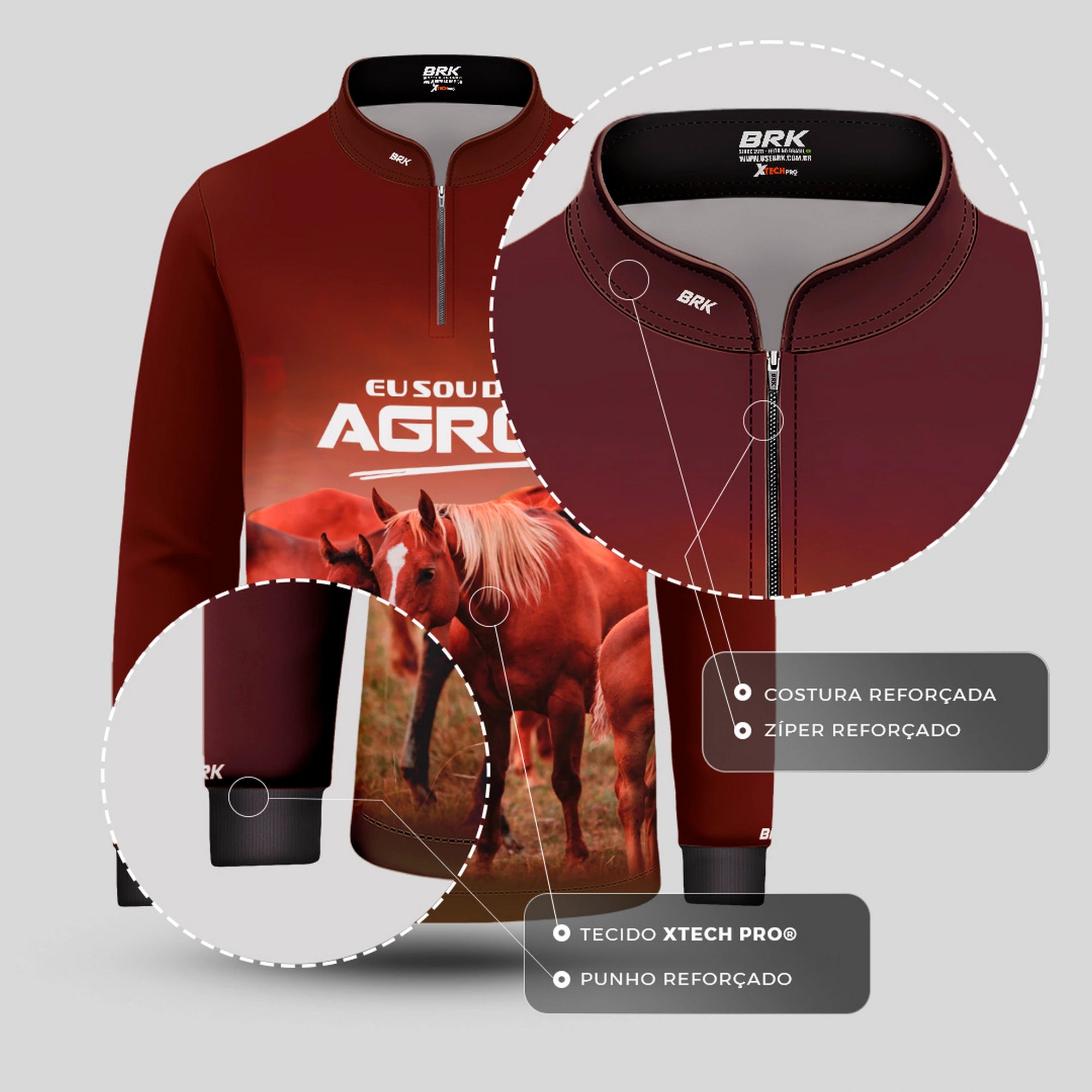 Camisa UV50 Agro Infantil Brk Eu Sou do Agro Azul Brasil