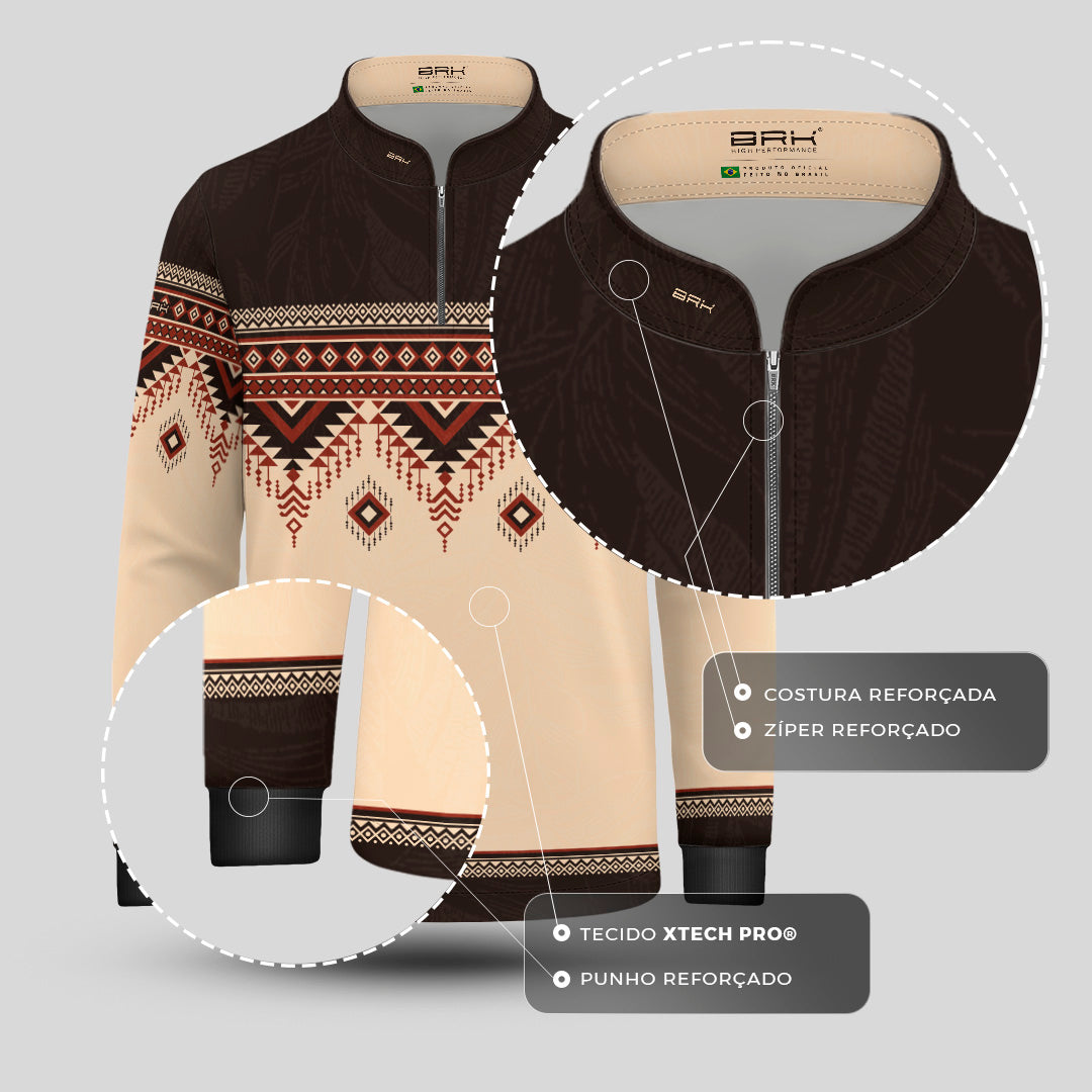 Camisa Marrom e Creme Apache com UV50