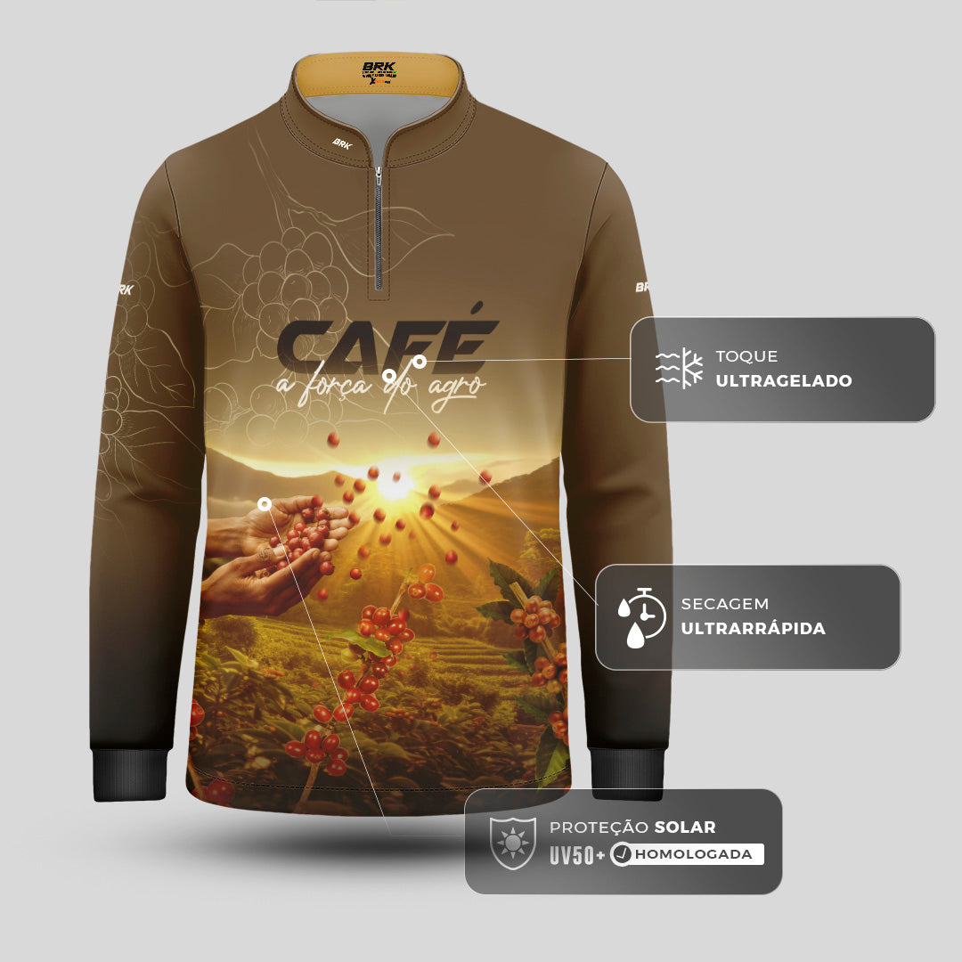 Camisa Agro Infantil Brk Café A Força do Agro com Proteção Solar UV50+ - Brk Agro