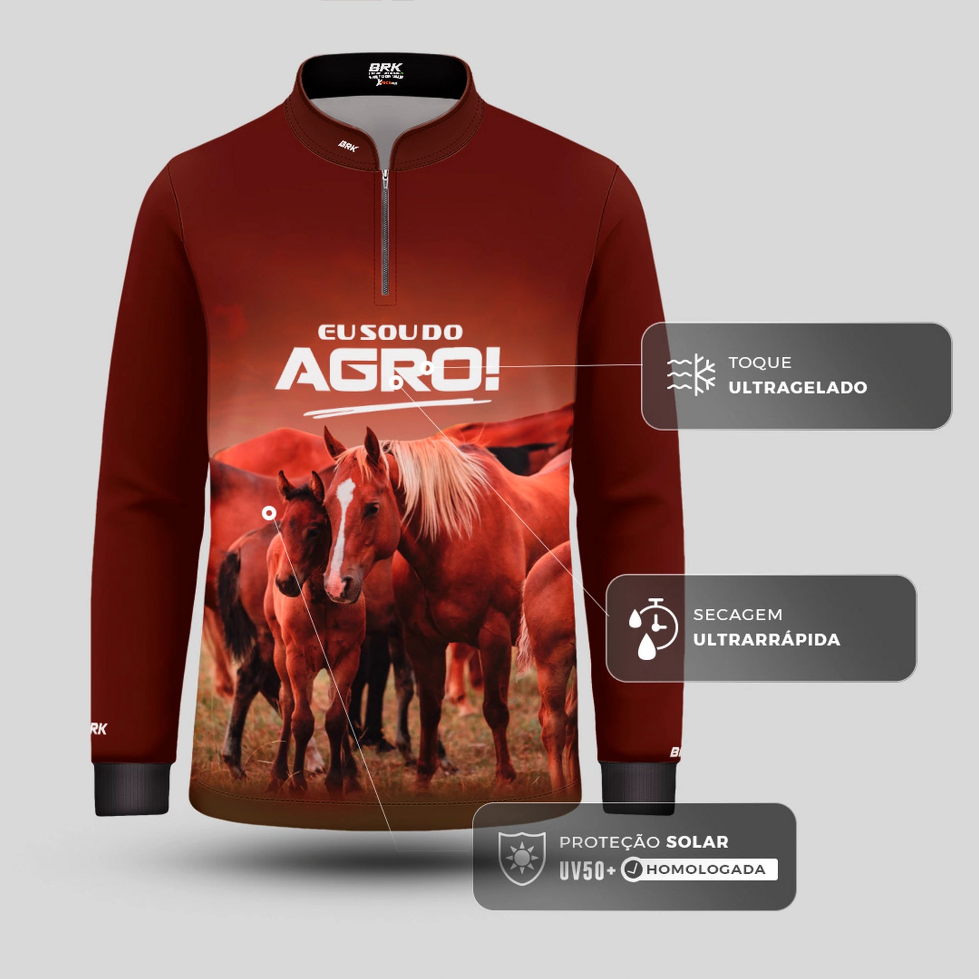 Camisa UV50 Agro Infantil Brk Eu Sou do Agro Azul Brasil