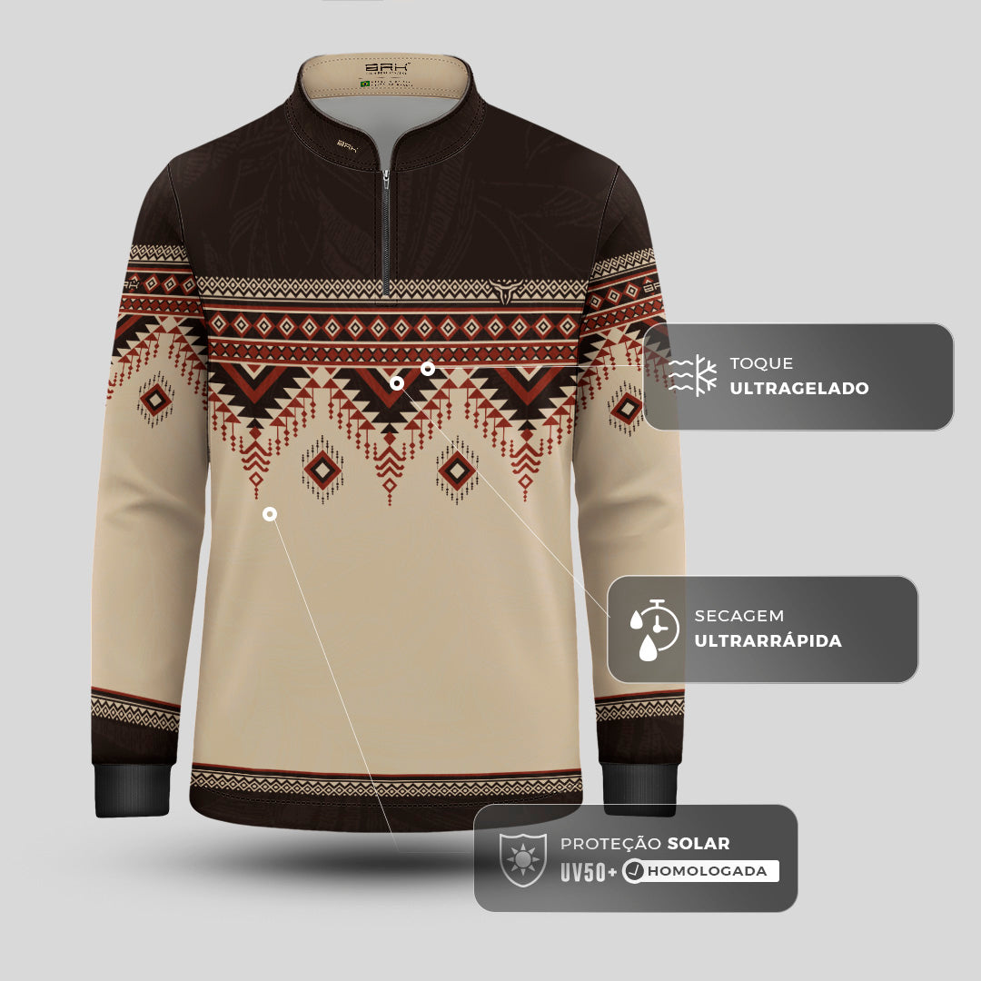 Camisa Marrom e Creme Apache com UV50