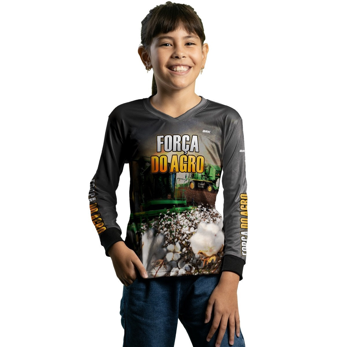 Camisa Agro Brk A Força do Agro Produtor de Algodão com Proteção Solar UV50+ - Brk Agro