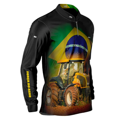 Camisa Agro Brk Brasil Trator Amarelo com Proteção Solar UV50+ - Brk Agro
