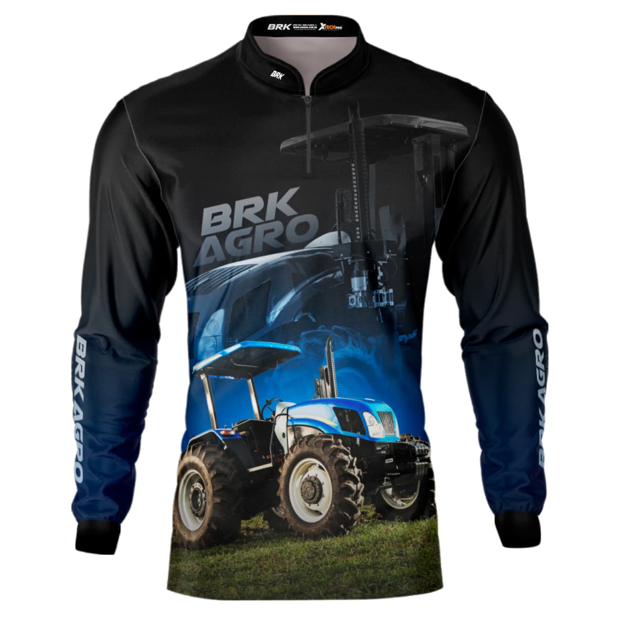Camisa Agro Brk Trator TL5 Azul com Proteção Solar UV50+ - Brk Agro
