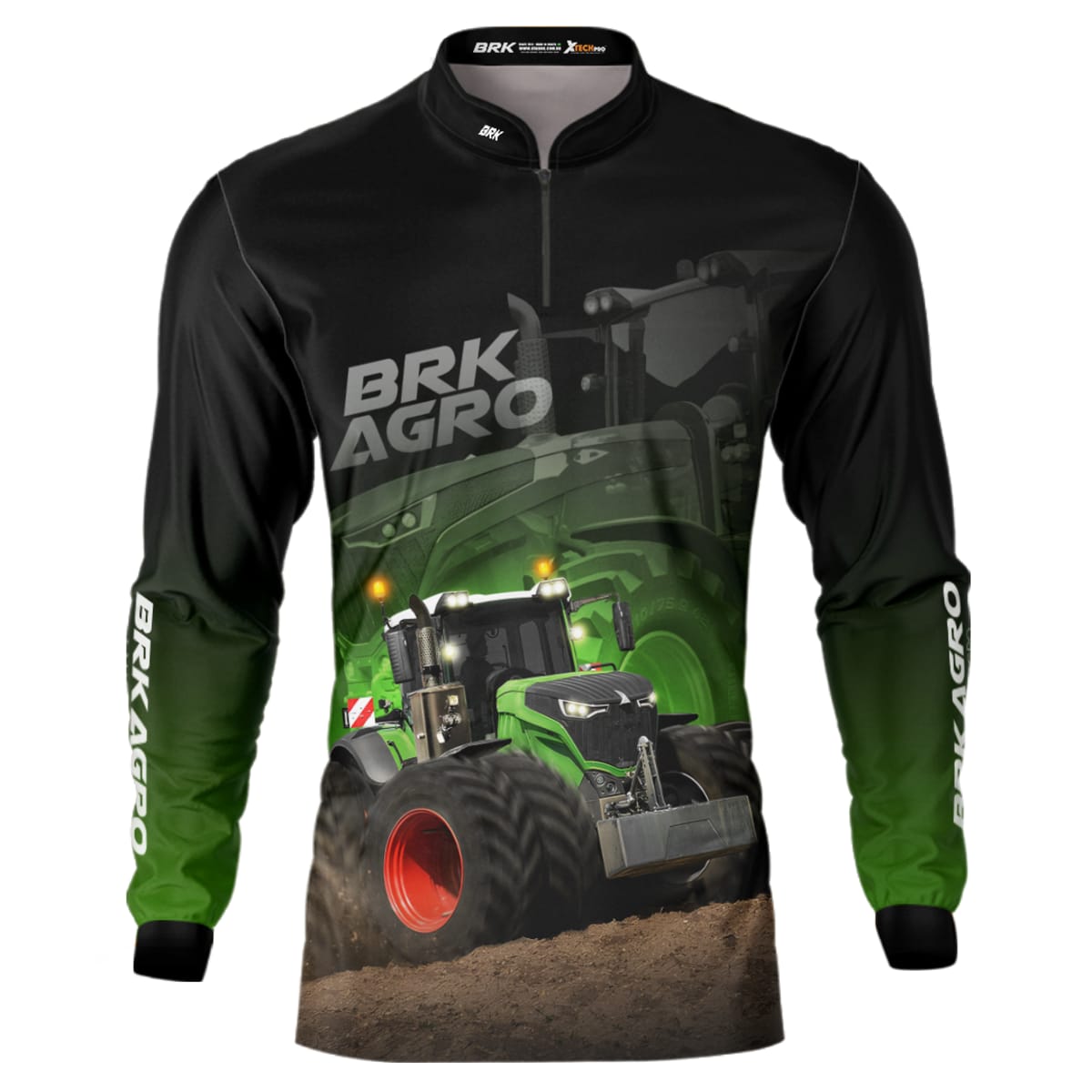Camisa Agro Brk Trator Vario 1000 Preta com Proteção Solar UV50+ - Brk Agro