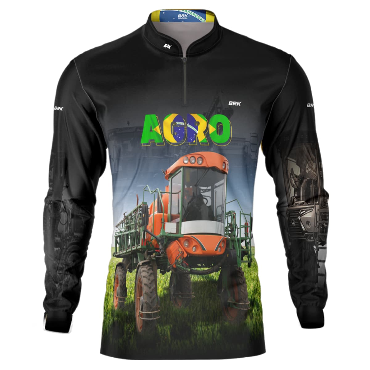 Camisa Agro Brk Pulverizador Trator Laranja com Proteção Solar UV50+ - Brk Agro