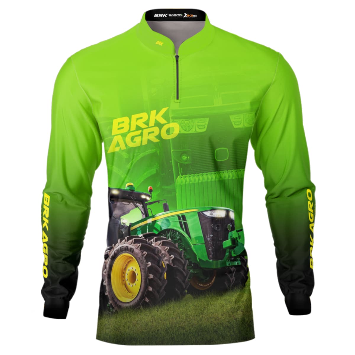 Camisa Agro Brk Trator 8250R Verde com Proteção Solar UV50+ - Brk Agro