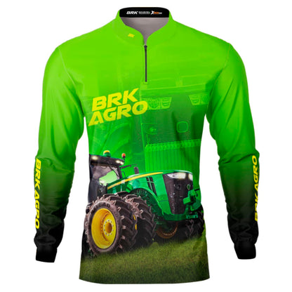 Camisa Agro Brk Trator 8250R Verde com Proteção Solar UV50+ - Brk Agro