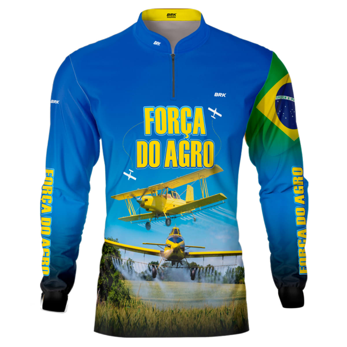 Camisa Agro Brk Azul Aviação Agrícola com Proteção Solar UV50+ - Brk Agro