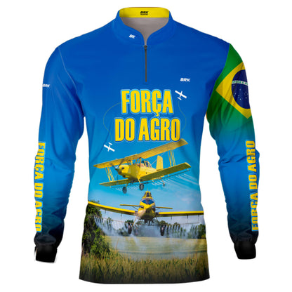 Camisa Agro Brk Azul Aviação Agrícola com Proteção Solar UV50+ - Brk Agro