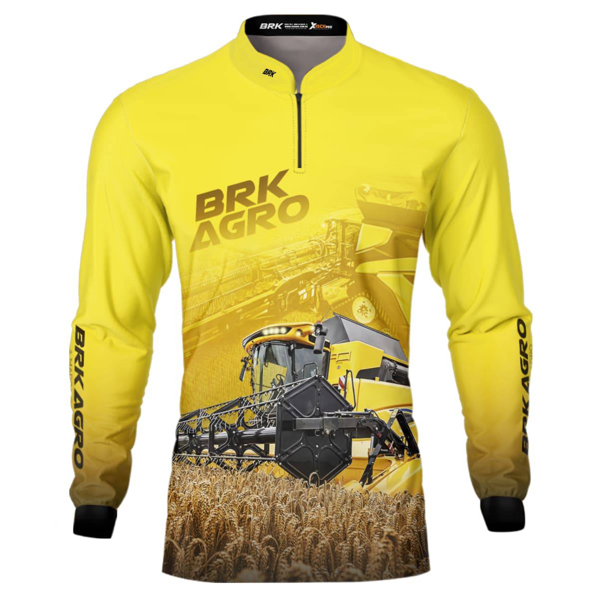 Camisa Agro Brk Colheitadeira CR11 Amarela com Proteção Solar UV50+ - Brk Agro
