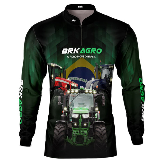 Camisa Agro Brk Preta Tratores com Proteção Solar UV50+ - Brk Agro