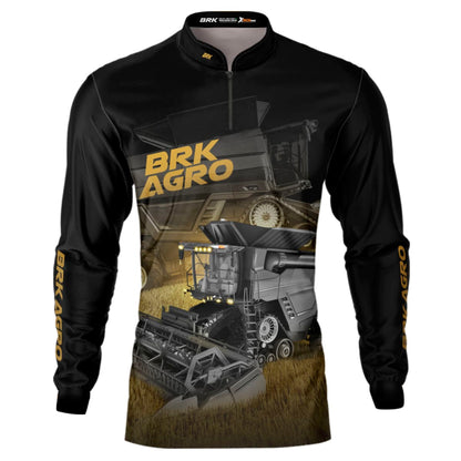 Camisa Agro Brk Preta Colheitadeira Ideal com Proteção Solar UV50+ - Brk Agro