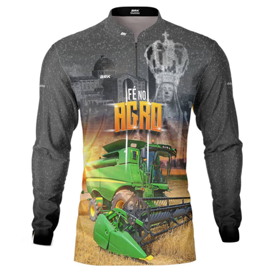 Camisa Agro Brk Colheitadeira Padroeira Fé no Agro com Proteção Solar UV50+ - Brk Agro