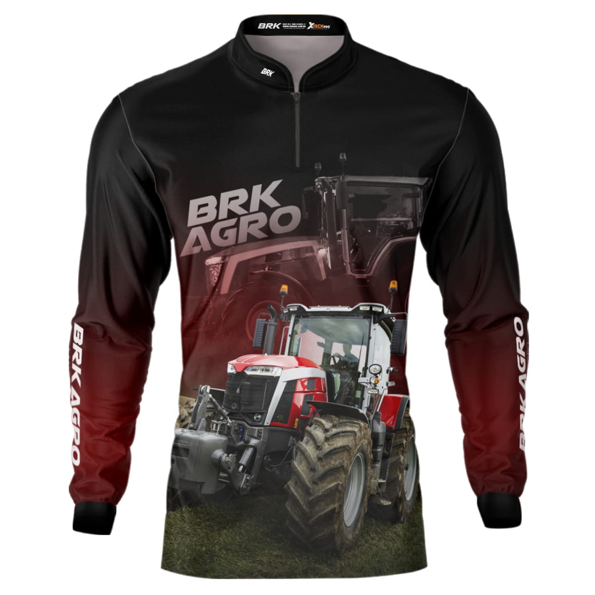 Camisa Agro Brk Trator 8S Vermelho Escura com Proteção Solar UV50+ - Brk Agro