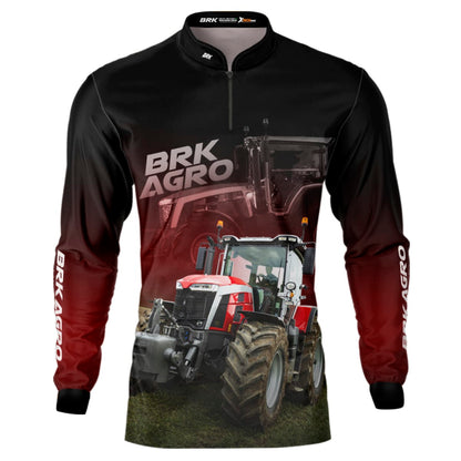 Camisa Agro Brk Trator 8S Vermelho Escura com Proteção Solar UV50+ - Brk Agro