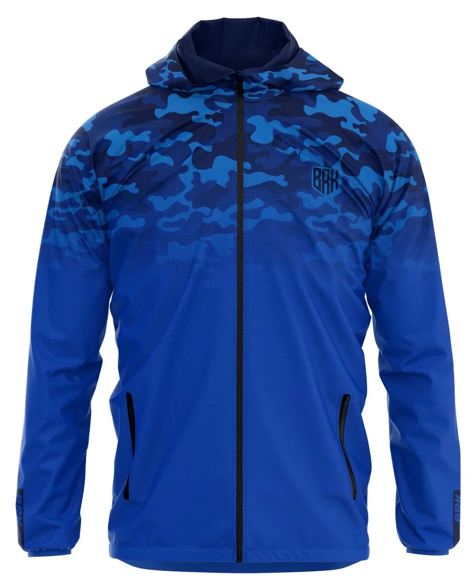 Jaqueta Corta Vento Brk Agro Repelente à Água - Camuflado Azul com Proteção Solar UV50+ - Brk Agro