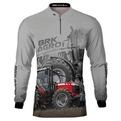 Camisa Agro Brk Trator 4707 Vermelho Clara com Proteção Solar UV50+ - Brk Agro