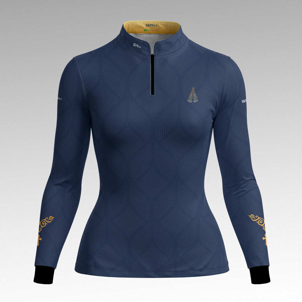 Camisa Feminina Nossa Senhora Aparecida Medalha Azul com UV50