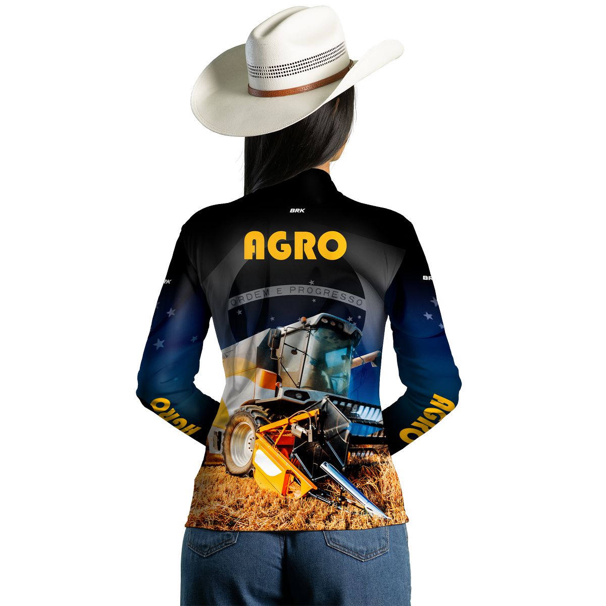 Camisa Agro Feminina Brk Trator com Proteção Solar UV50+ - Brk Agro