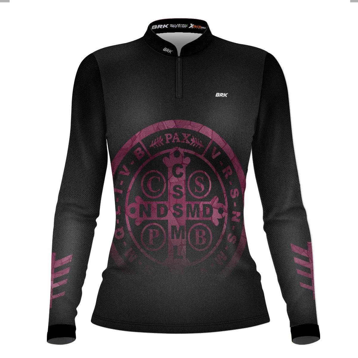 Camisa Agro Brk Feminina Medalhão de São Bento Rosa com Proteção Solar UV50+ - BRK AGRO