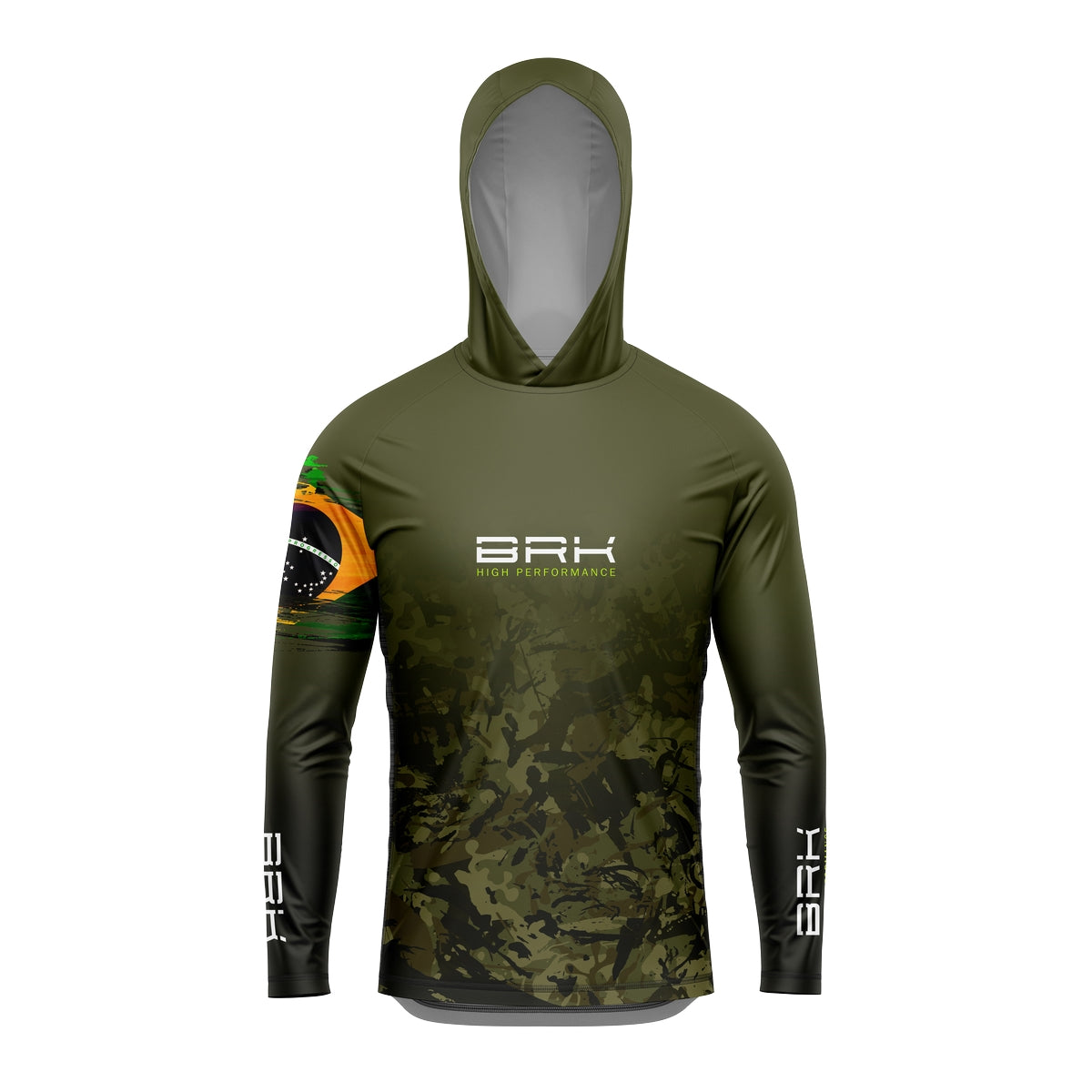 Camisa de Pesca com Capuz Brk Camuflado Verde Brasil com Proteção UV50+ - Brk Agro