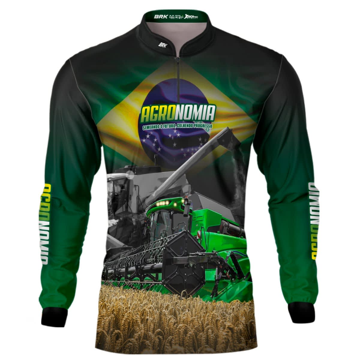 Camisa Agro Brk Trator Verde Agronomia com Proteção Solar UV50+ - BRK AGRO