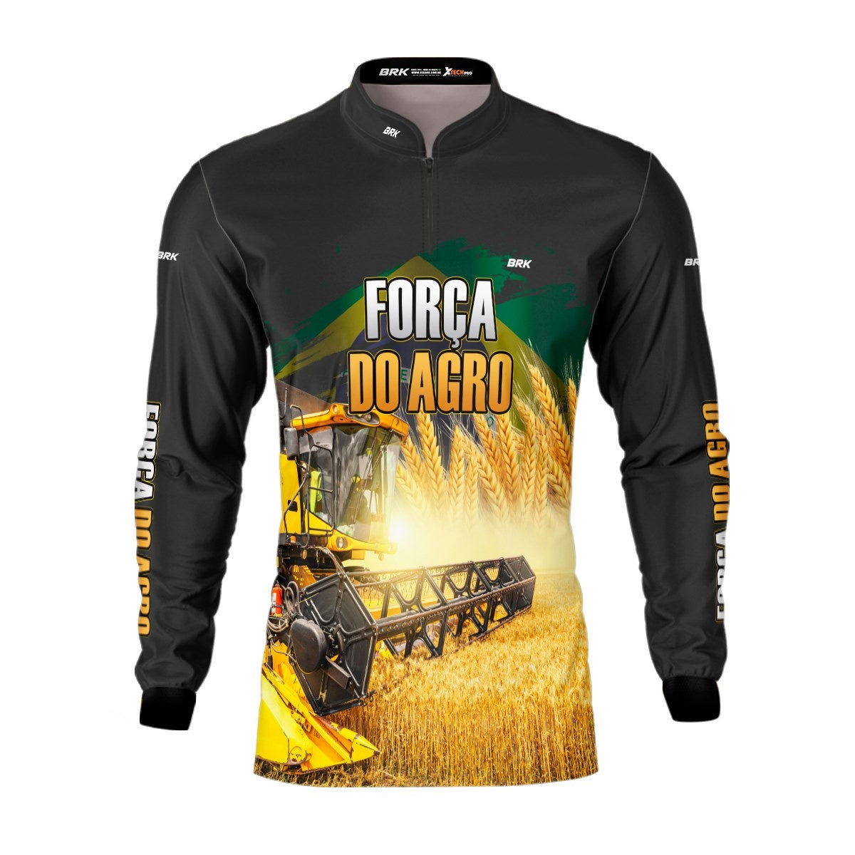 Camisa Agro Brk Força do Agro Colheitadeira com Proteção UV50+ - Brk Agro