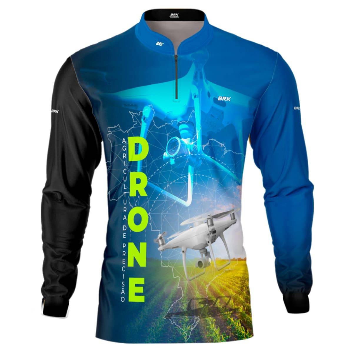 Camisa Agro Brk Azul Drone Agricultura de Precisão com Proteção Solar UV50+ - Brk Agro