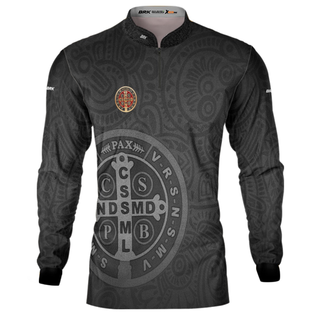 Camisa Agro Brk São Bento Dourado Preta com UV50+ - Brk Agro