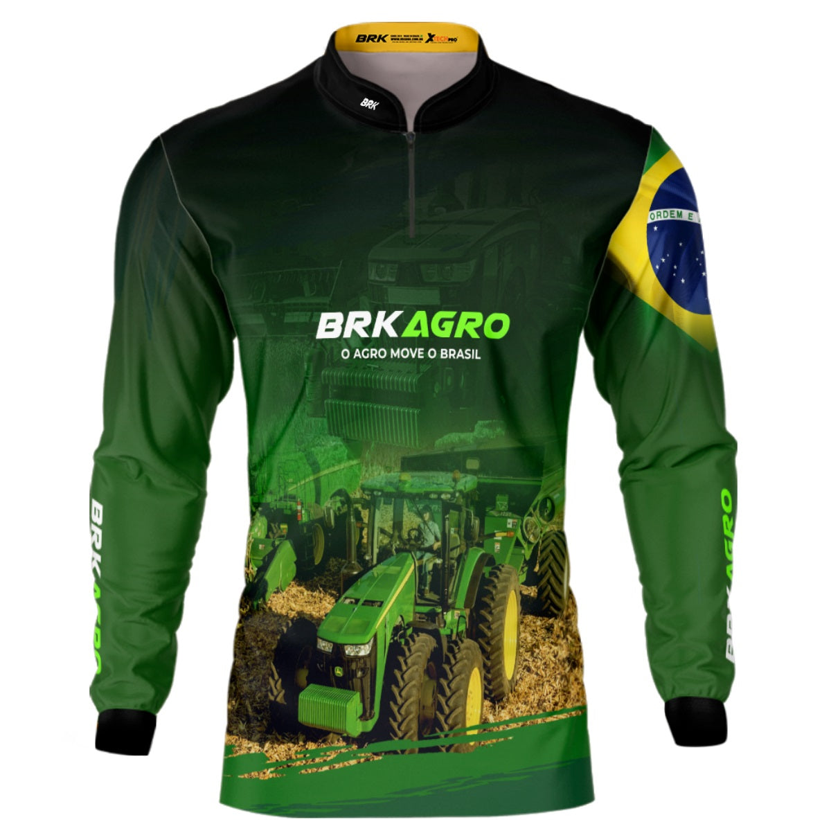 Camisa Agro Brk Verde o Agro Move o Brasil com Proteção Solar UV50+ - Brk Agro