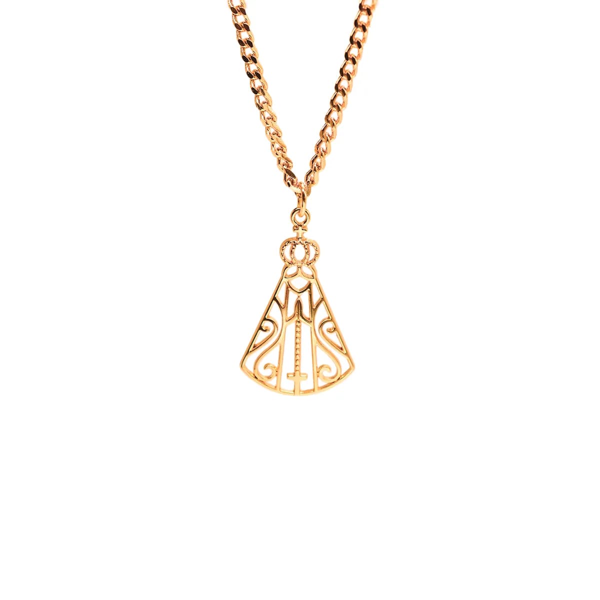 Corrente Pingente Brk Nossa Senhora Aparecida Vazada Dourada - Brk Agro