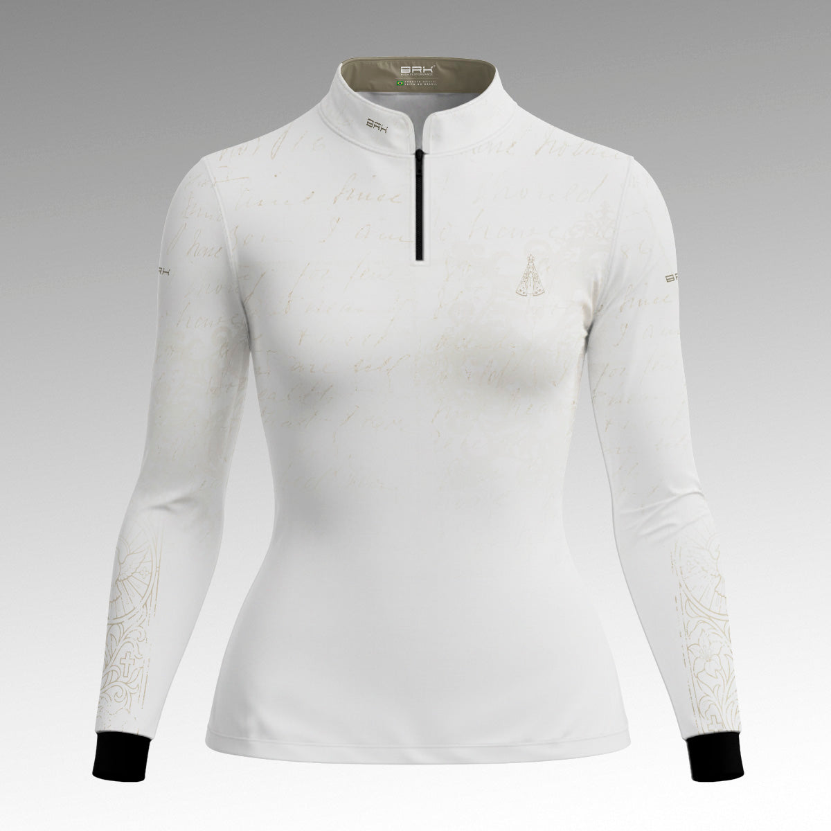 Camisa Feminina Nossa Senhora Aparecida Oração Branco com UV50