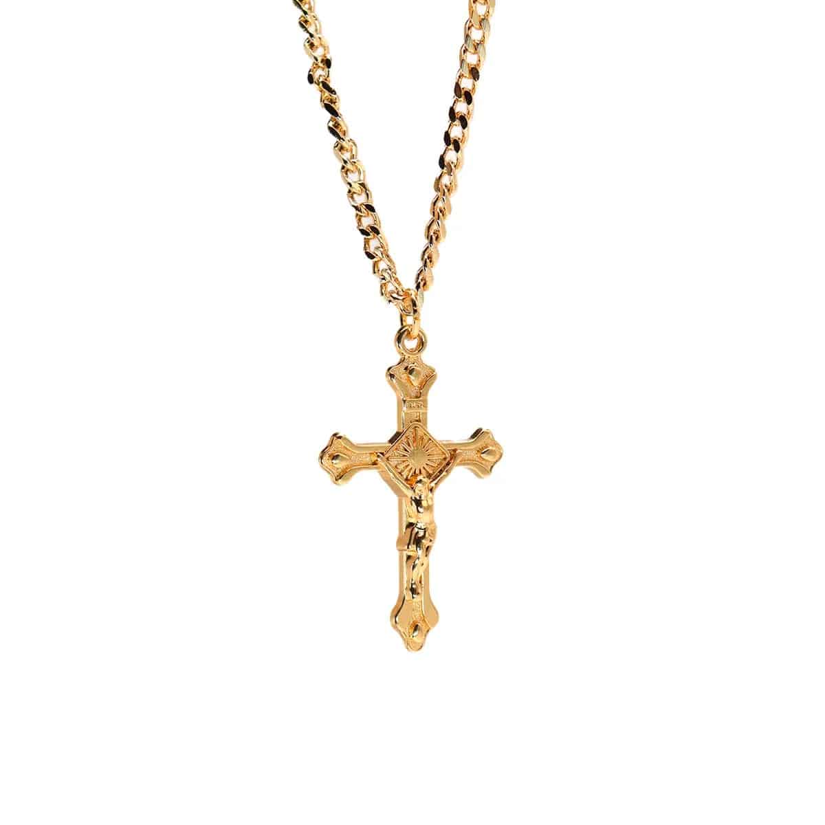 Corrente Pingente Brk Cruz Dourada Trevolada - Brk Agro