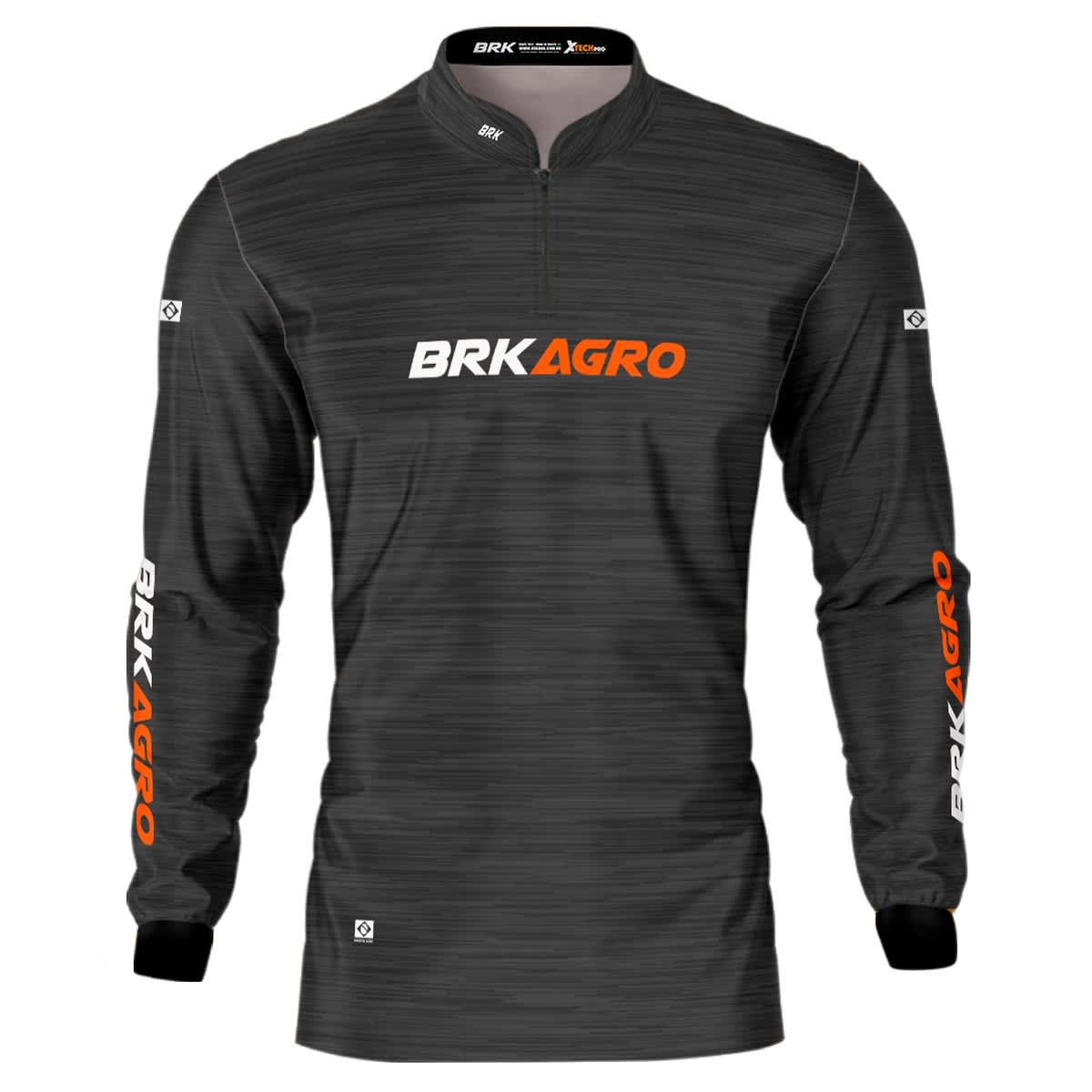 Camisa Agro Brk Mescla Preto Laranja com Proteção Solar UV50+ - Brk Agro
