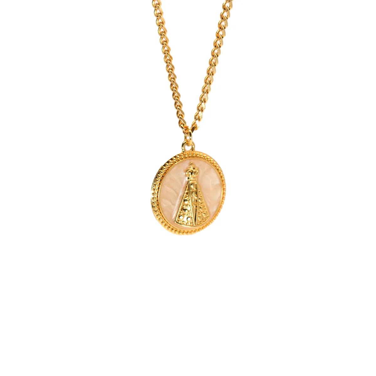 Corrente Pingente Brk Nossa Senhora Aparecida Redonda Dourada - Brk Agro