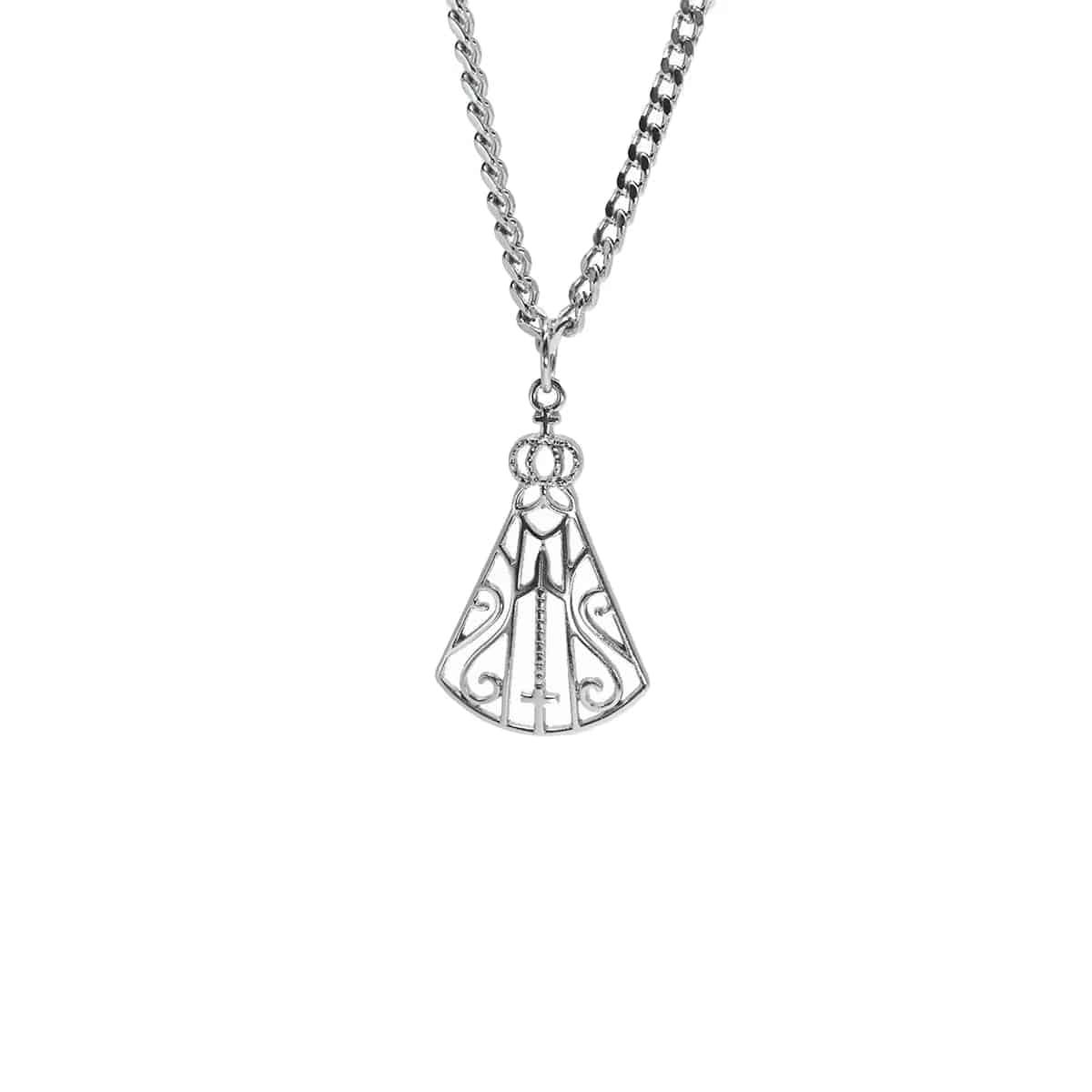 Corrente Pingente Brk Nossa Senhora Aparecida Vazada Niquel - Brk Agro