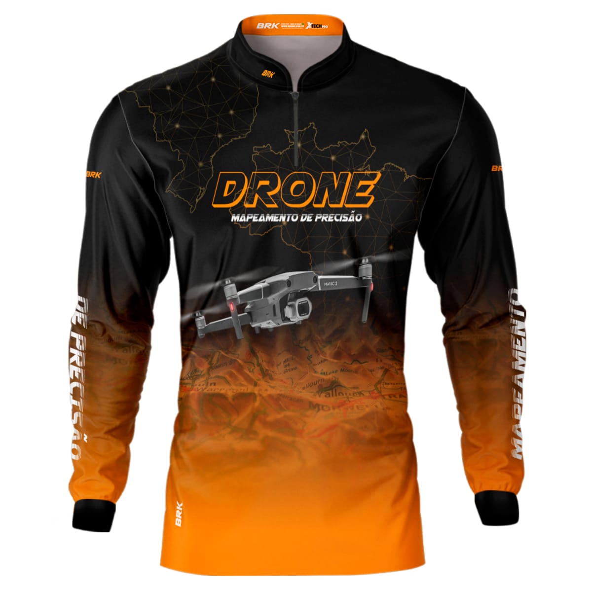 Camisa Agro Brk Drone Mapeamento DJI Laranja com Proteção Solar UV50+ - Brk Agro