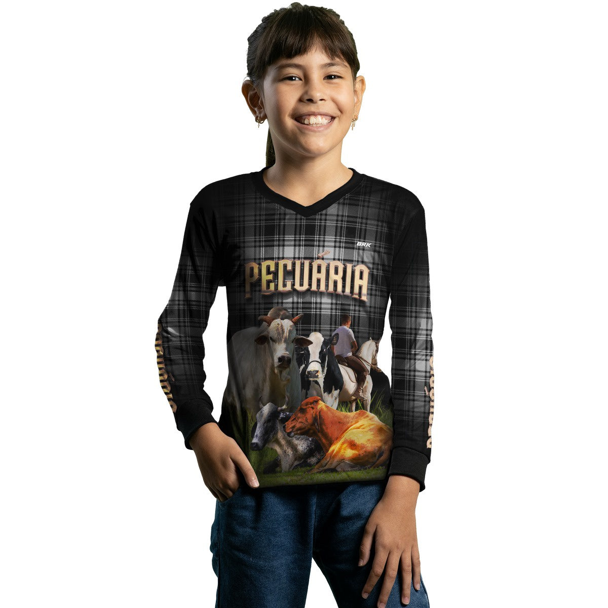 Camisa Agro Brk Country Xadrez Preta Pecuária com Proteção Solar UV50+ - BRK AGRO
