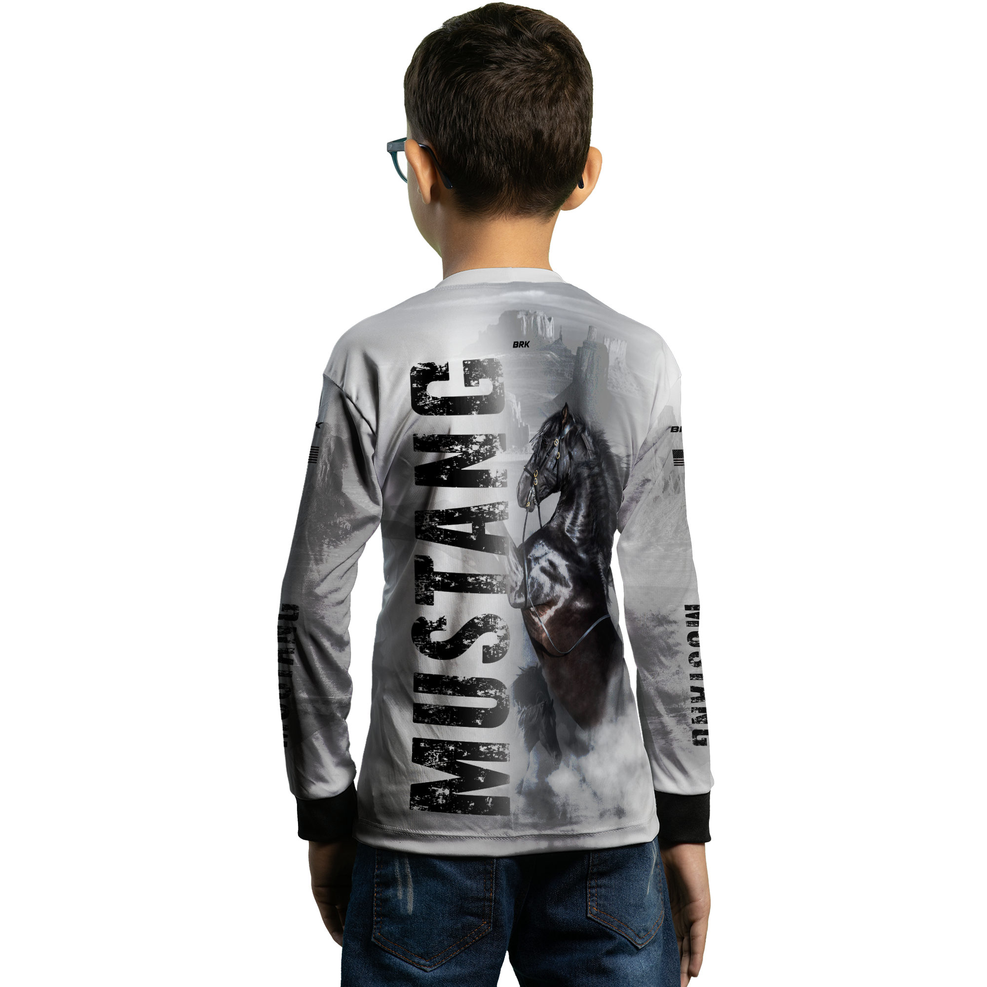 Camisa Agro Brk Branca Cavalo Mustang com Uv50+ - BRK AGRO