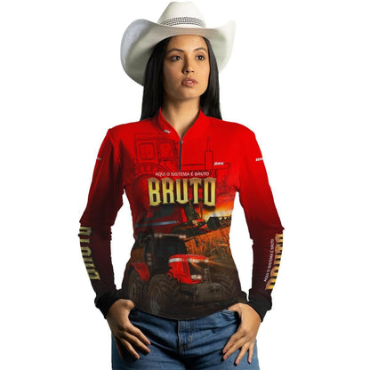Camisa Agro Brk Vermelha Sistema é Bruto com Proteção Solar UV50+ - Brk Agro